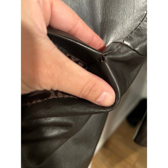 Bettina Rizzi Buenos Aires Brown Soft Long Leather Minimalist Jacket size S/M - Picture 14 of 15